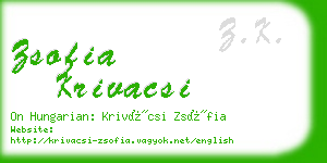 zsofia krivacsi business card